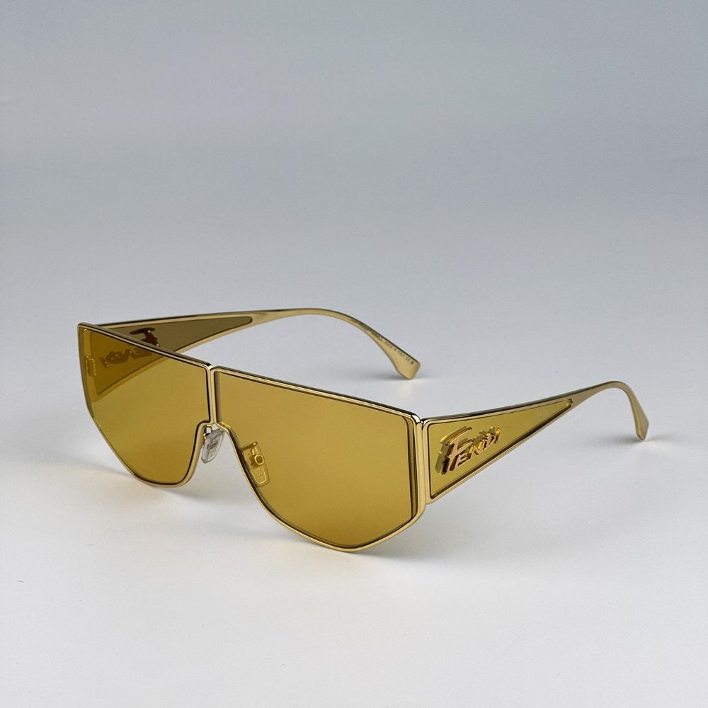 Fendi FE40051U 32G Sunglasses Shiny Gold Solid Yellow Shield Unisex FE 40051U - Picture 9 of 14